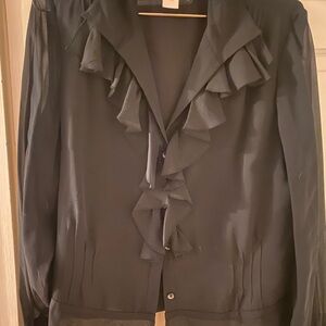 Jones New York Black Ruffle Blazer